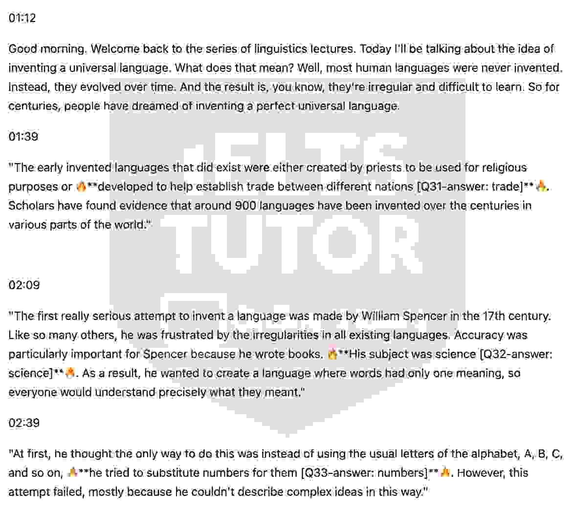 Universal Language Script Inventing a Universal Language: Đề thi IELTS LISTENING ...