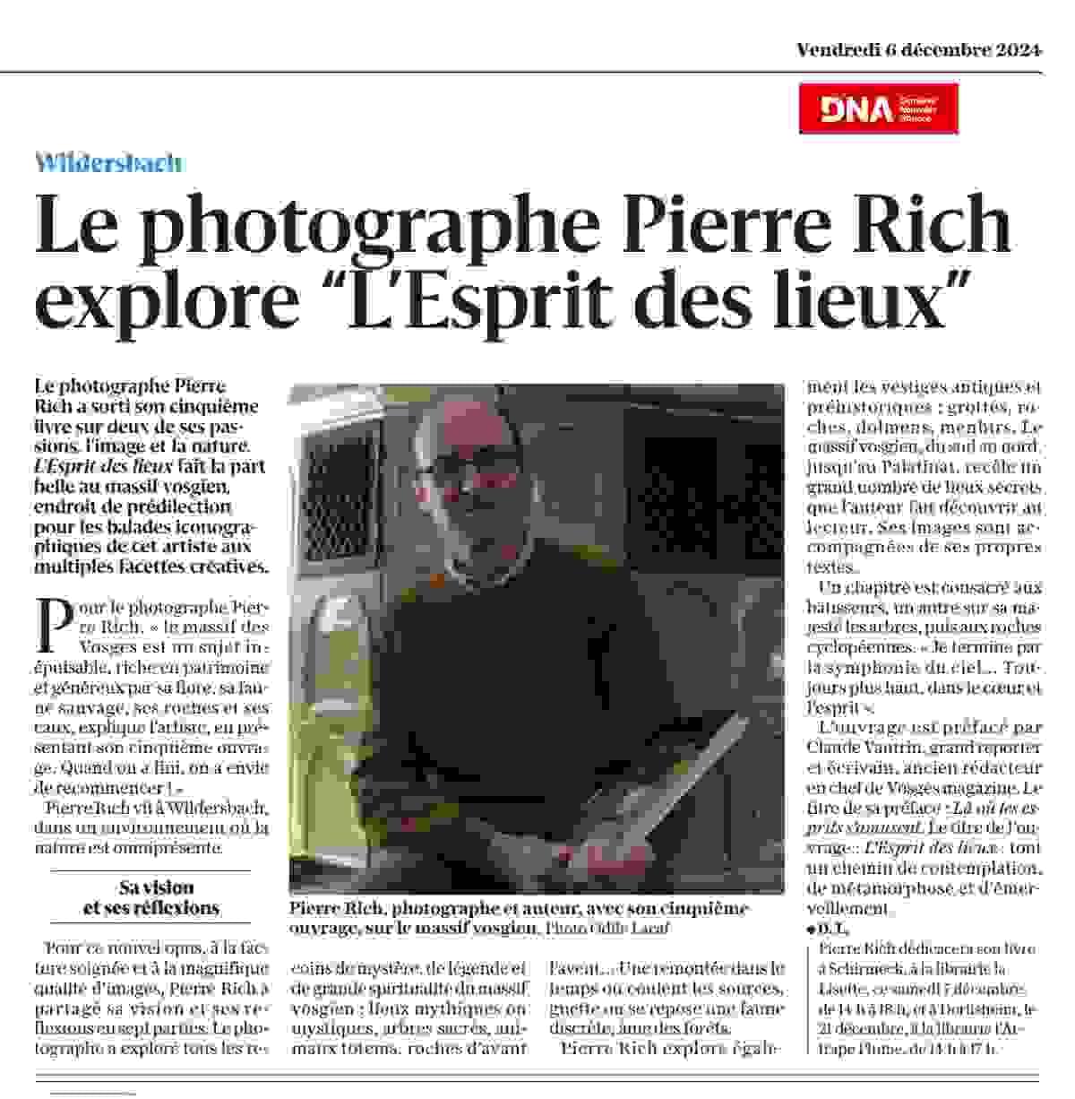 Pierre Rich reinvents the presentation of his photographs through landscape installations that invite an immersive experience. Artistic Installations Our Vision Born in 1963 in Versailles, professional photographer residing in the heart of the Alsatian Vosges, teacher, organizer of exhibitions and shows, Pierre Rich is interested in photographing, here or elsewhere, strange landscape sites and particularly mountainous environments, forests, and stones. Primarily a nature and heritage photographer, he is committed to translating the subtleties, myths, and humanism in a sharp and refined approach to framing and light. His images convey all the plastic and visual qualities of nature, at the center of his work, in an inspired wandering. For several years, he has been focusing on presenting photography differently, alongside more "classic" displays of his images, in the form of landscape installations and performances. He regularly exhibits his images and also publishes numerous photography books that are calls to marvel at the splendor of the World. Pierre Rich reinvents the presentation of his photographs through landscape installations that invite an immersive experience. Artistic Installations Our Vision Born in 1963 in Versailles, professional photographer residing in the heart of the Alsatian Vosges, teacher, organizer of exhibitions and shows, Pierre Rich is interested in photographing, here or elsewhere, strange landscape sites and particularly mountainous environments, forests, and stones. Primarily a nature and heritage photographer, he is committed to translating the subtleties, myths, and humanism in a sharp and refined approach to framing and light. His images convey all the plastic and visual qualities of nature, at the center of his work, in an inspired wandering. For several years, he has been focusing on presenting photography differently, alongside more "classic" displays of his images, in the form of landscape installations and performances. He regularly exhibits his images and also publishes numerous photography books that are calls to marvel at the splendor of the World.
