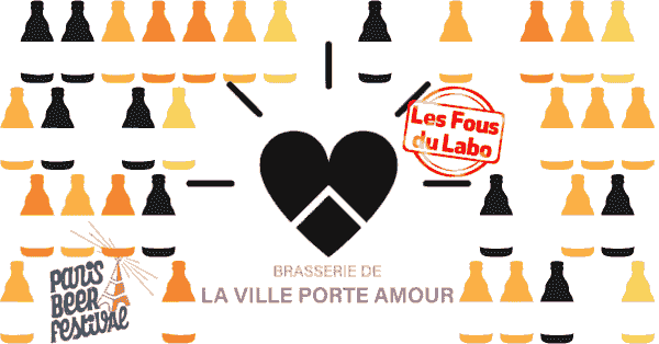 Bannière de l'événement avec le logo de la brasserie : un cœur stylisé noir d'où quelques rayons partent. Le fond est un mur de bouteilles de notre logo de 3 couleurs jaune-orangé. Avec la mention "Dégustation publique". Bannière de l'événement avec le logo de la brasserie : un cœur stylisé noir d'où quelques rayons partent. Le fond est un mur de bouteilles de notre logo de 3 couleurs jaune-orangé. Avec la mention "Dégustation publique".