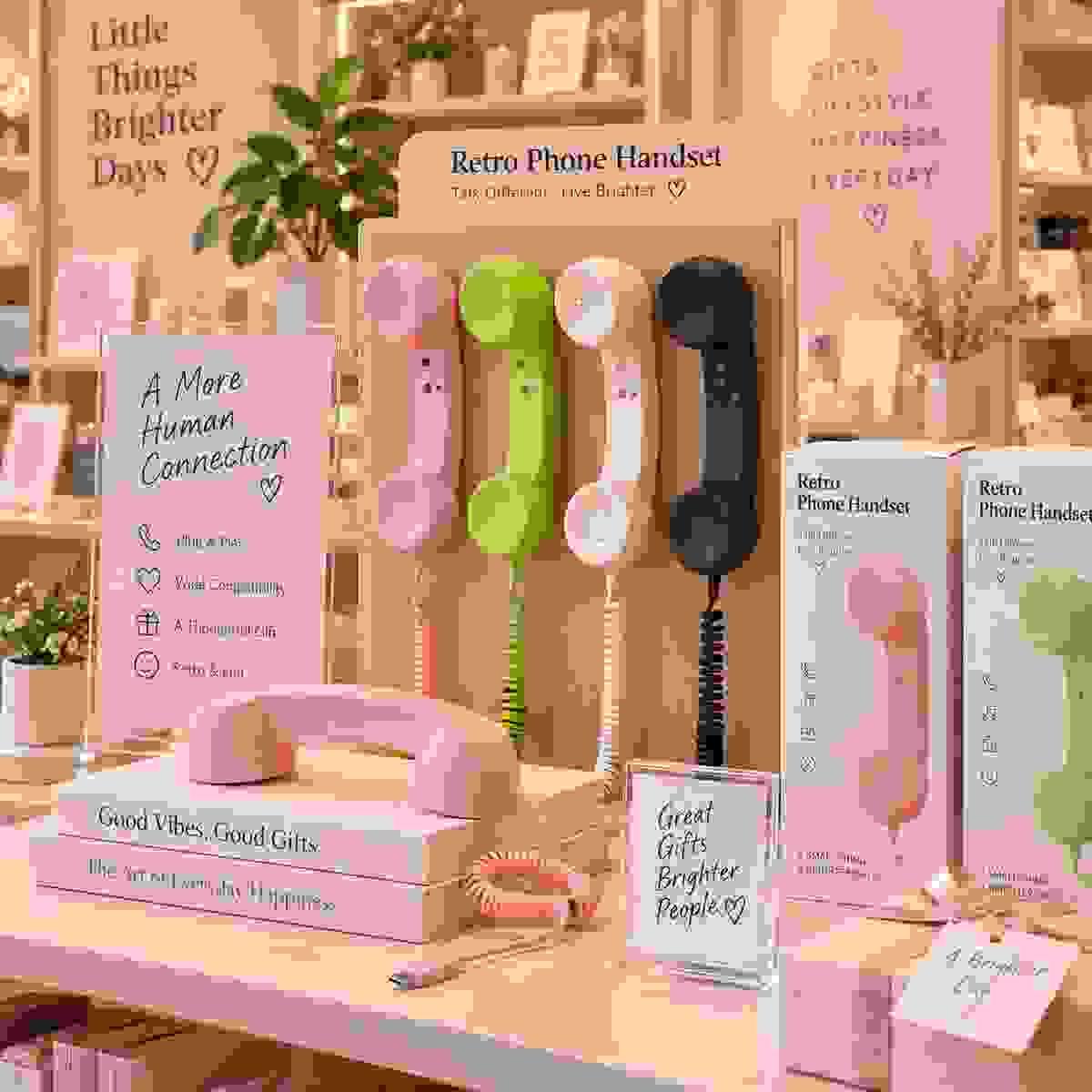 Retro phone handset displayed in a retail gift and lifestyle store Retro phone handset displayed in a retail gift and lifestyle store