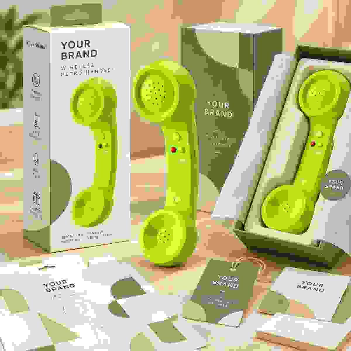 Custom retail packaging, branded box, insert and label options for OEM and private-label retro phone handset projects Custom retail packaging, branded box, insert and label options for OEM and private-label retro phone handset projects
