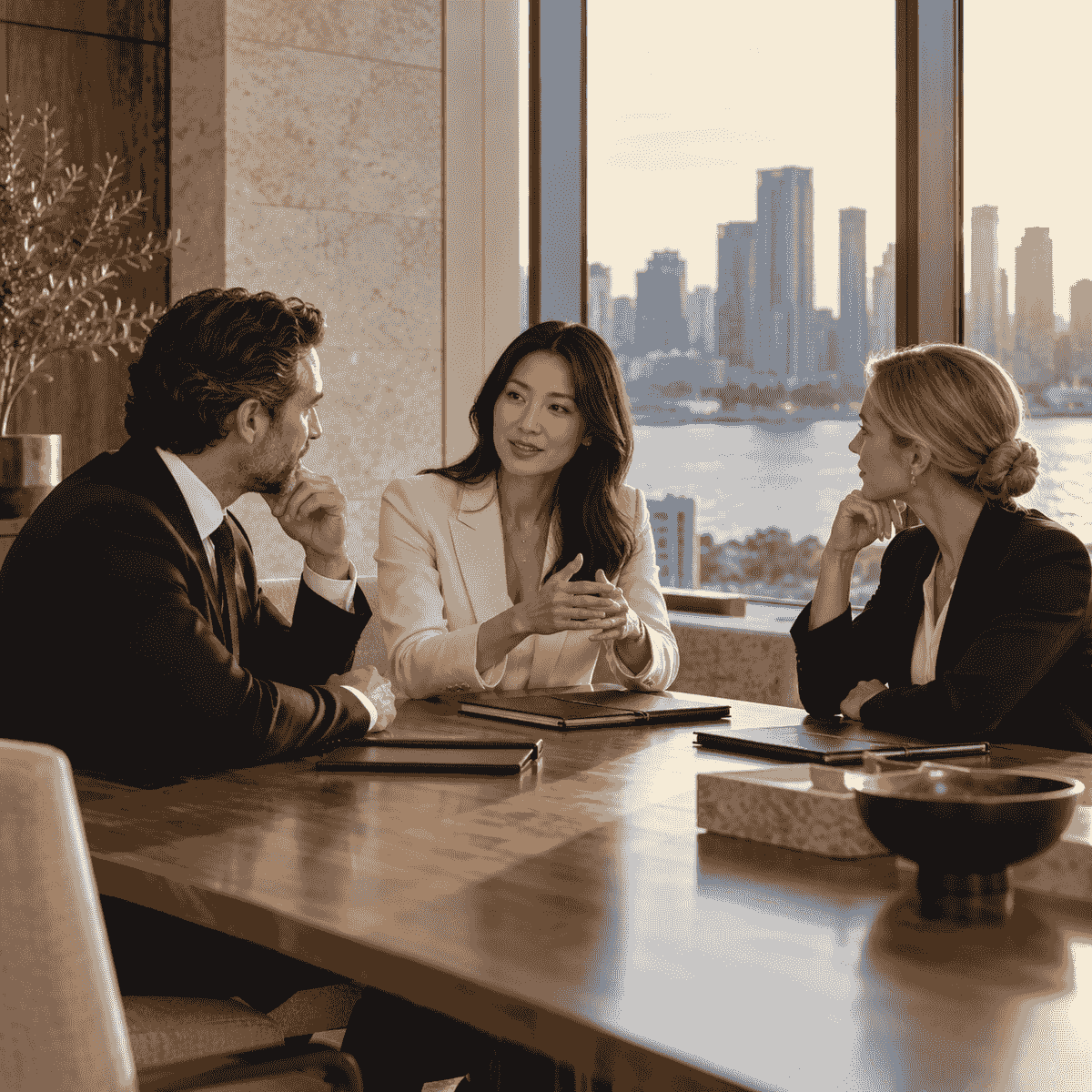 Illustrative international business discussion — introductions based on relevance and mutual interest. Illustrative international business discussion — introductions based on relevance and mutual interest.