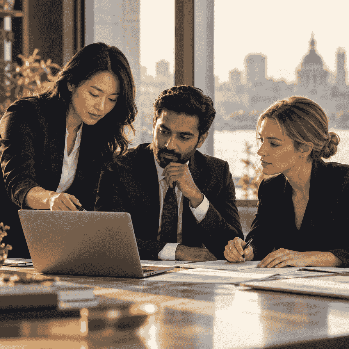Illustrative professional team collaborating — talent, expertise and business partnerships. Illustrative professional team collaborating — talent, expertise and business partnerships.