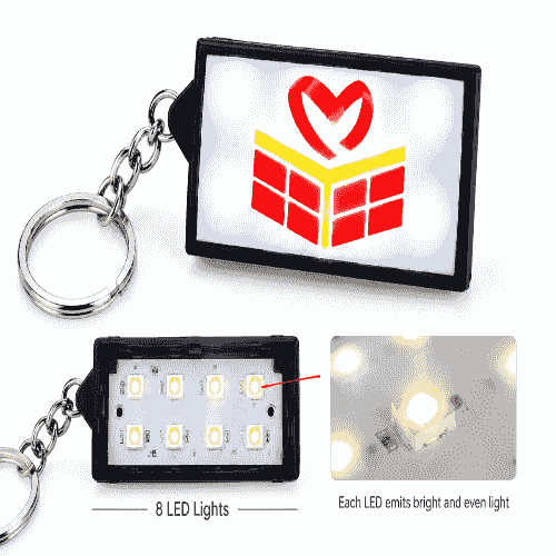 Close-up of LED light-up keychain details Close-up of LED light-up keychain details