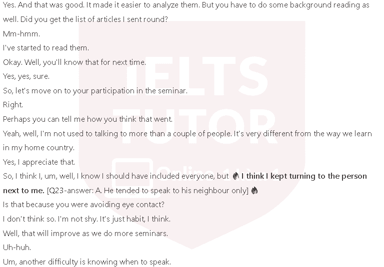 What does Ahmed say about last week’s seminar?: Đề thi IELTS LISTENING (practice test)