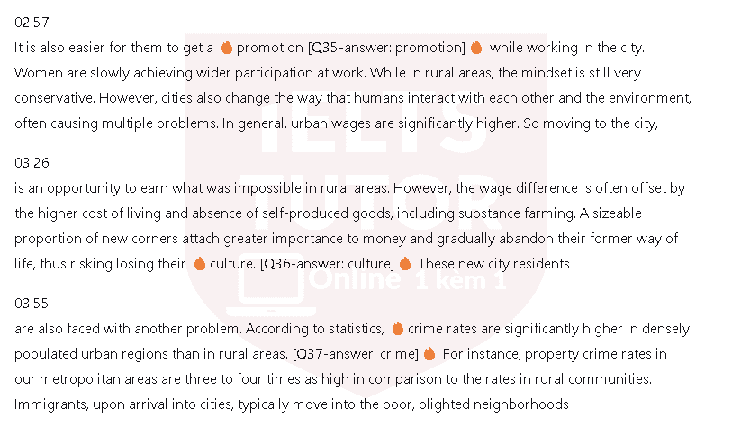 Urban migration discussion: Đề thi IELTS LISTENING (actual test)
