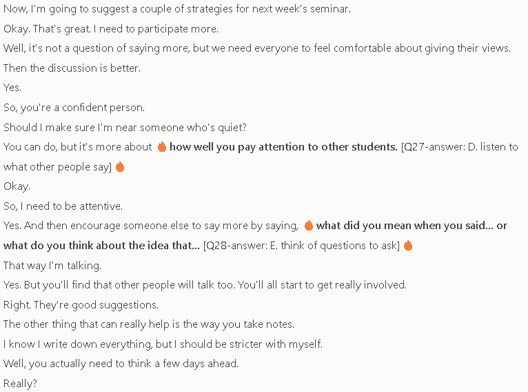 What does Ahmed say about last week’s seminar?: Đề thi IELTS LISTENING (practice test)