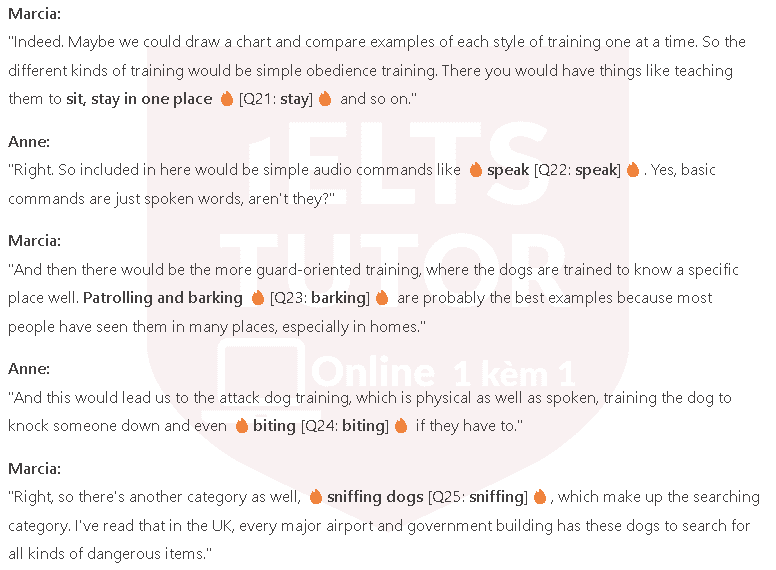 According to the speaker for which dogs are the following kinds of training most useful?: Đề thi IELTS LISTENING (practice test)