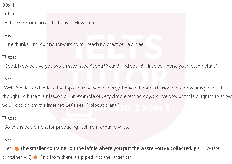 Biogas Plant: Đề thi IELTS LISTENING (actual test)