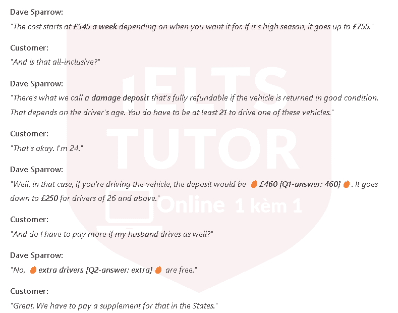 Coxhead Motorhomes: Đề thi IELTS LISTENING (actual test)