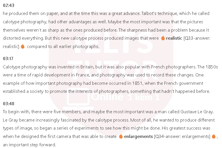 Calotype photography in Britain and France: Đề thi IELTS LISTENING (actual test)