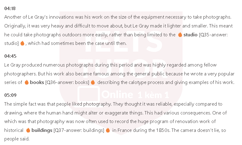 Calotype photography in Britain and France: Đề thi IELTS LISTENING (actual test)