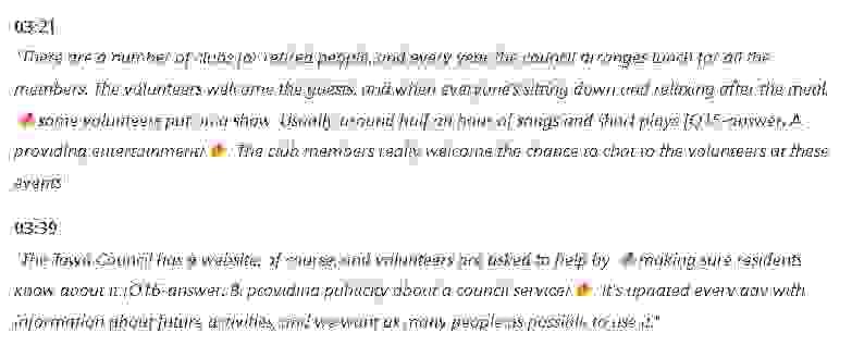 What is the role of the volunteers in each of the following activities?: Đề thi IELTS LISTENING (practice test)