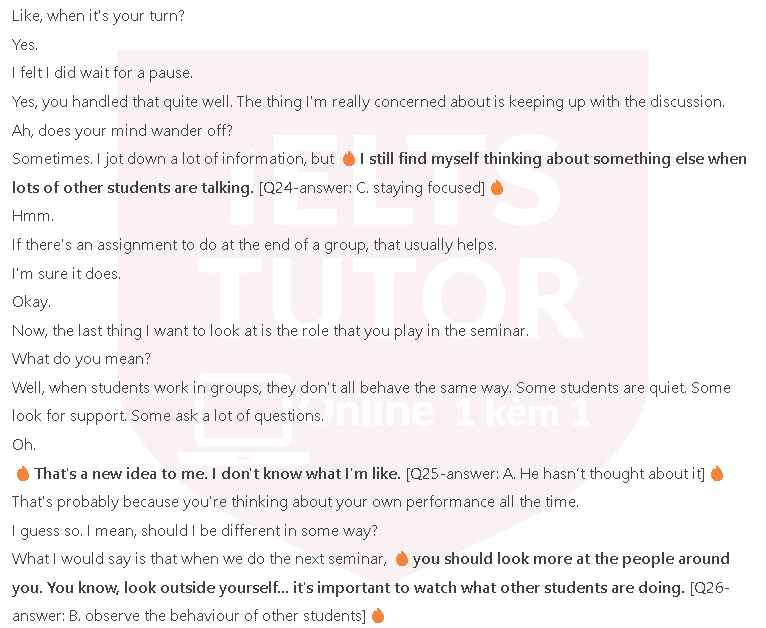 What does Ahmed say about last week’s seminar?: Đề thi IELTS LISTENING (practice test)
