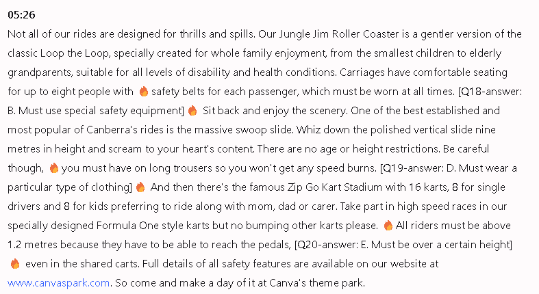 In what way is Camber’s different from other theme parks?: Đề thi IELTS LISTENING (actual test)