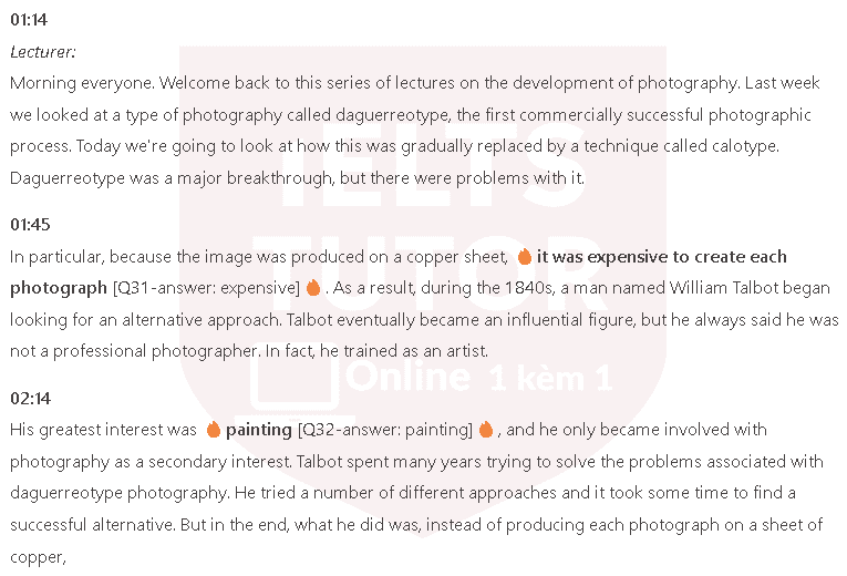 Calotype photography in Britain and France: Đề thi IELTS LISTENING (actual test)