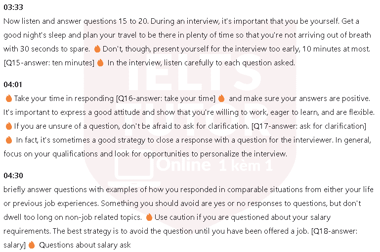 Preparing for the interview: Đề thi IELTS LISTENING (actual test)
