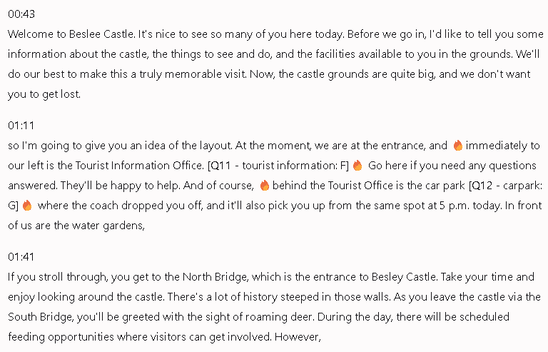 Bestley Castle and Grounds: Đề thi IELTS LISTENING