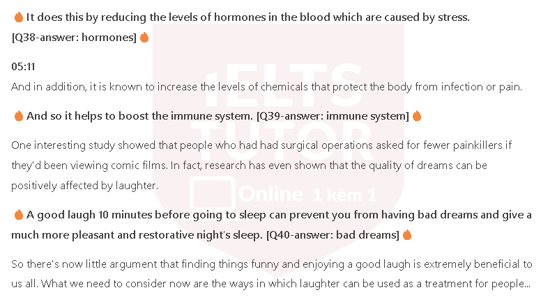 Laughter: Đề thi IELTS LISTENING (practice test)