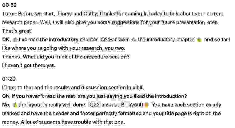 Which part has the tutor already read?: