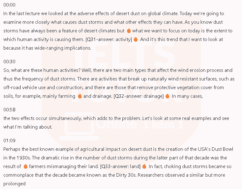 Effect of desert dust on global climate: Đề thi IELTS LISTENING (actual test)