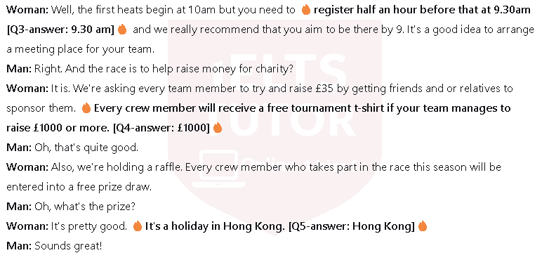 Type of event – Dragon Boat Race: Đề thi IELTS LISTENING (actual test)