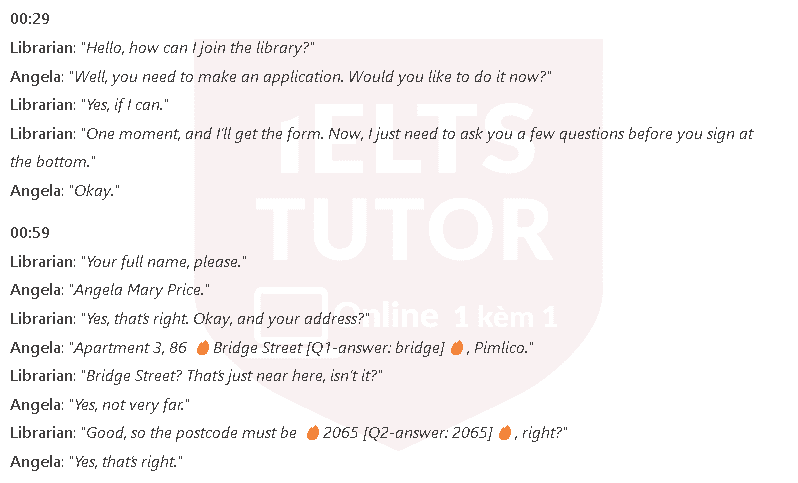 Library application form: Đề thi IELTS LISTENING (practice test)