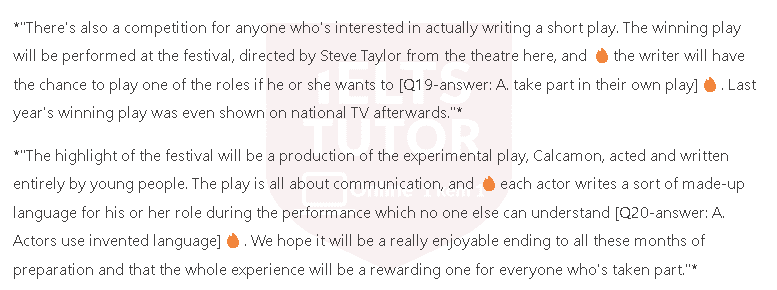 What information does the woman give about the following events at the Citadel theatre?: Đề thi IELTS LISTENING (actual test) 