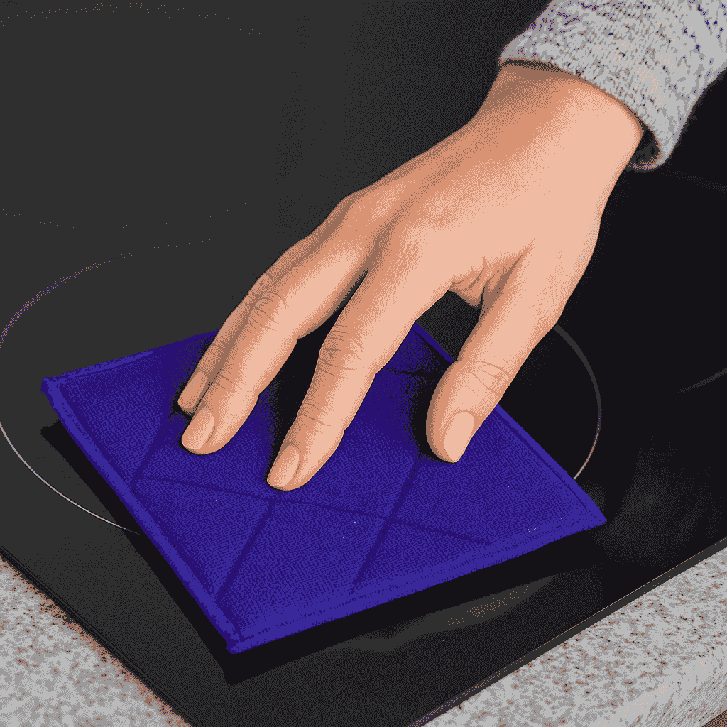 Nettoyage de plaque de cuisson avec fibre grattante Nanotuch sans rayer