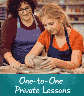 One-to-one pottery lesson focused on wheel-throwing technique One-to-one pottery lesson focused on wheel-throwing technique