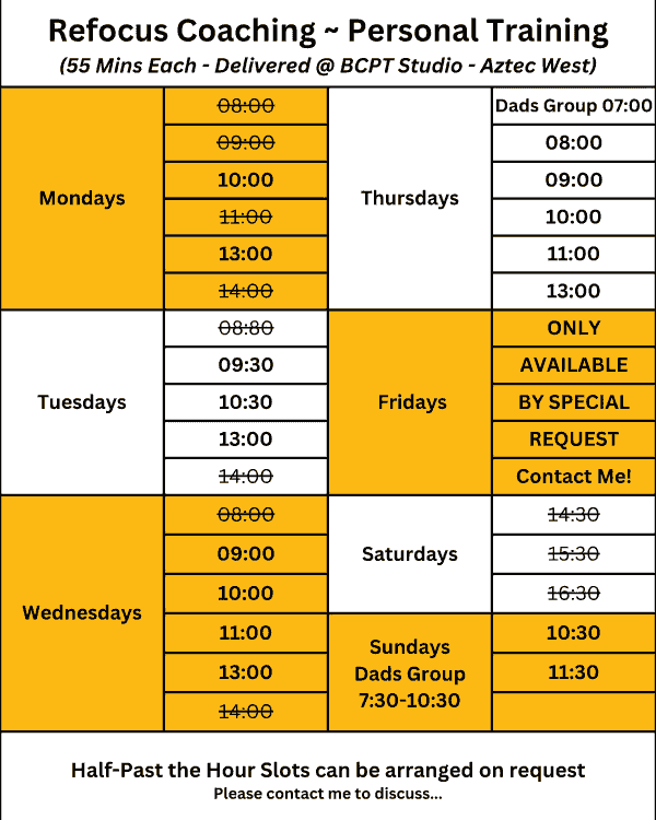 Bristol Dads Personal Training Schedule in Private Gym Aztec West Bristol Dads Personal Training Schedule in Private Gym Aztec West