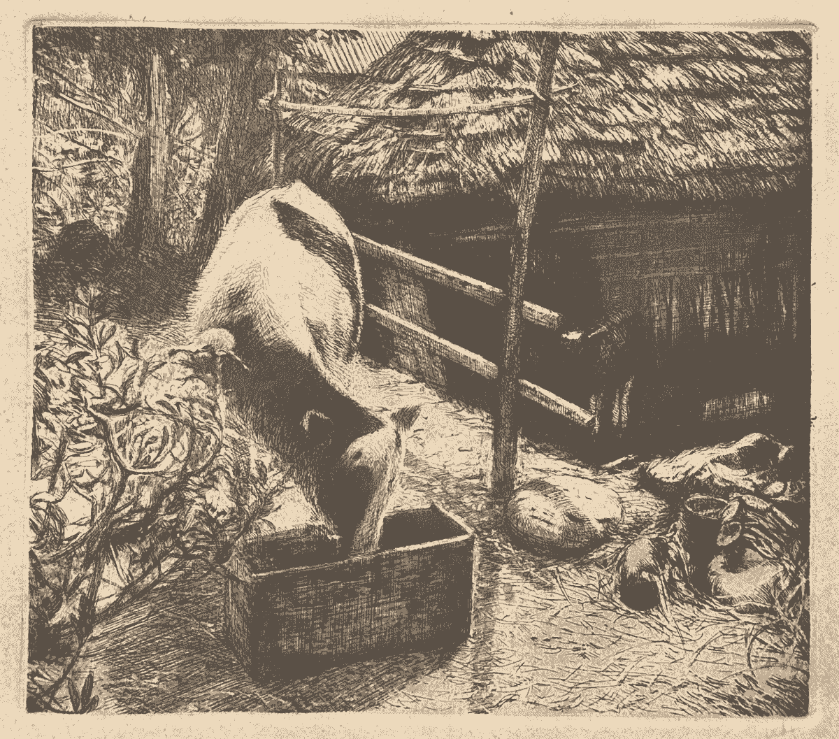 加藤長一(花仙人)が牛を描いた銅版画《牛(一)》(1941年、第10回日本版画協会展出品) Ox (I), a 1941 copperplate print by Nagakazu Kato (Hanasennin), exhibited at the 10th Japan Print Association Exhibition. 加藤長一(花仙人)が牛を描いた銅版画《牛(一)》(1941年、第10回日本版画協会展出品) Ox (I), a 1941 copperplate print by Nagakazu Kato (Hanasennin), exhibited at the 10th Japan Print Association Exhibition.
