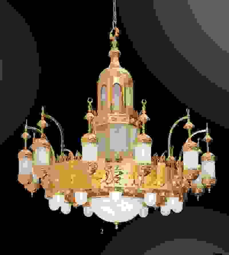 Custom mosque crystal chandelier featuring traditional Islamic design