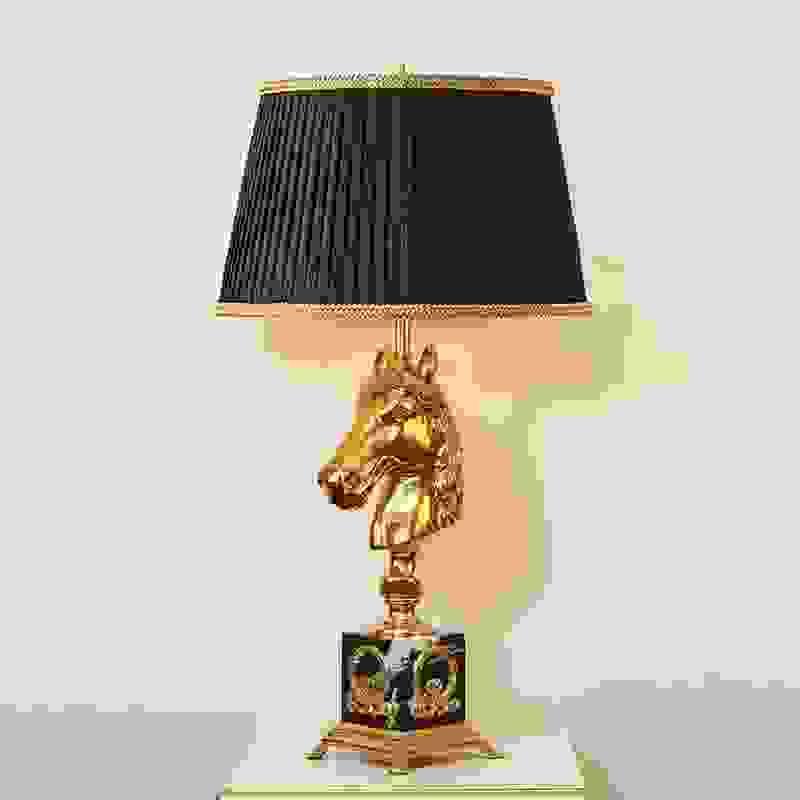 French style luxury brass table lamp with horse head design for living room décor