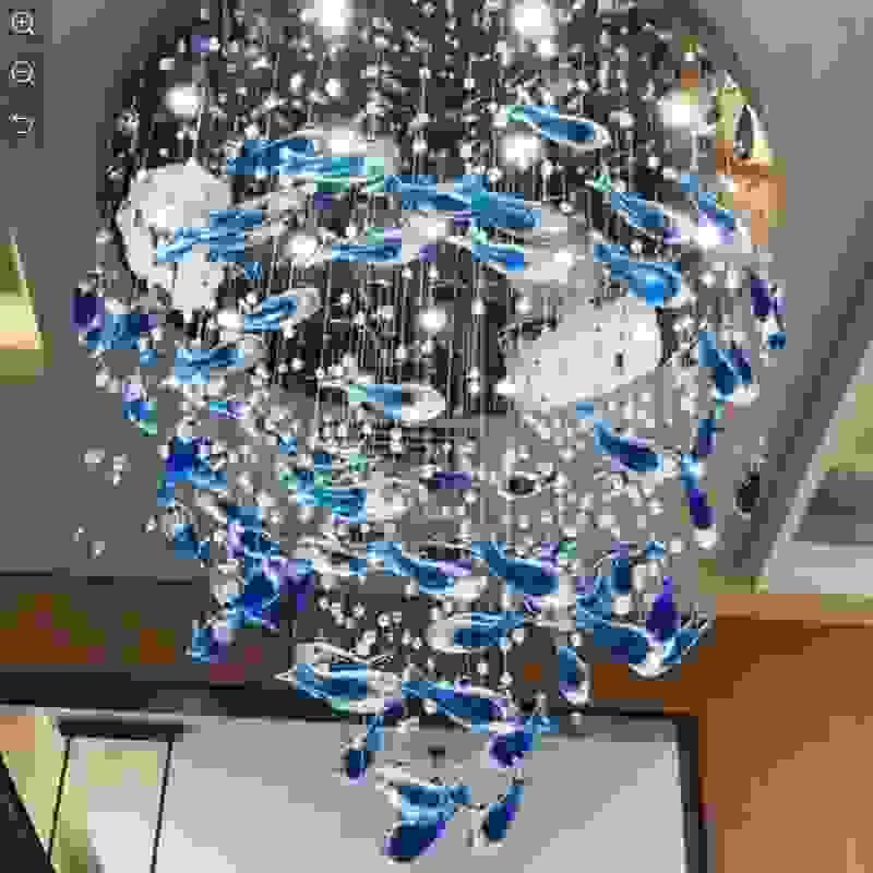 Unique fish-shaped crystal chandelier, custom design for luxury spaces