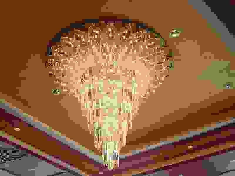 Floral crystal flush chandelier with romantic design for stairwells.