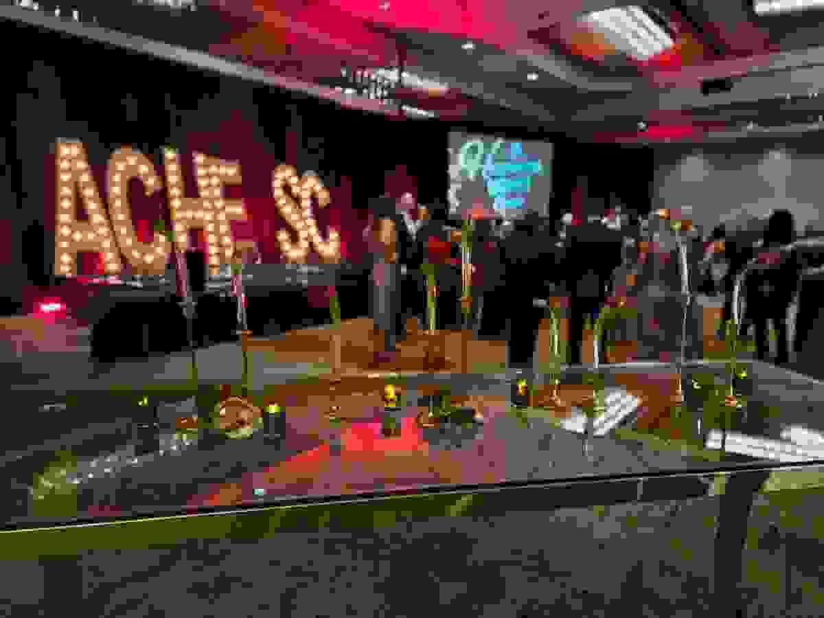 Corporate event in deep read and black