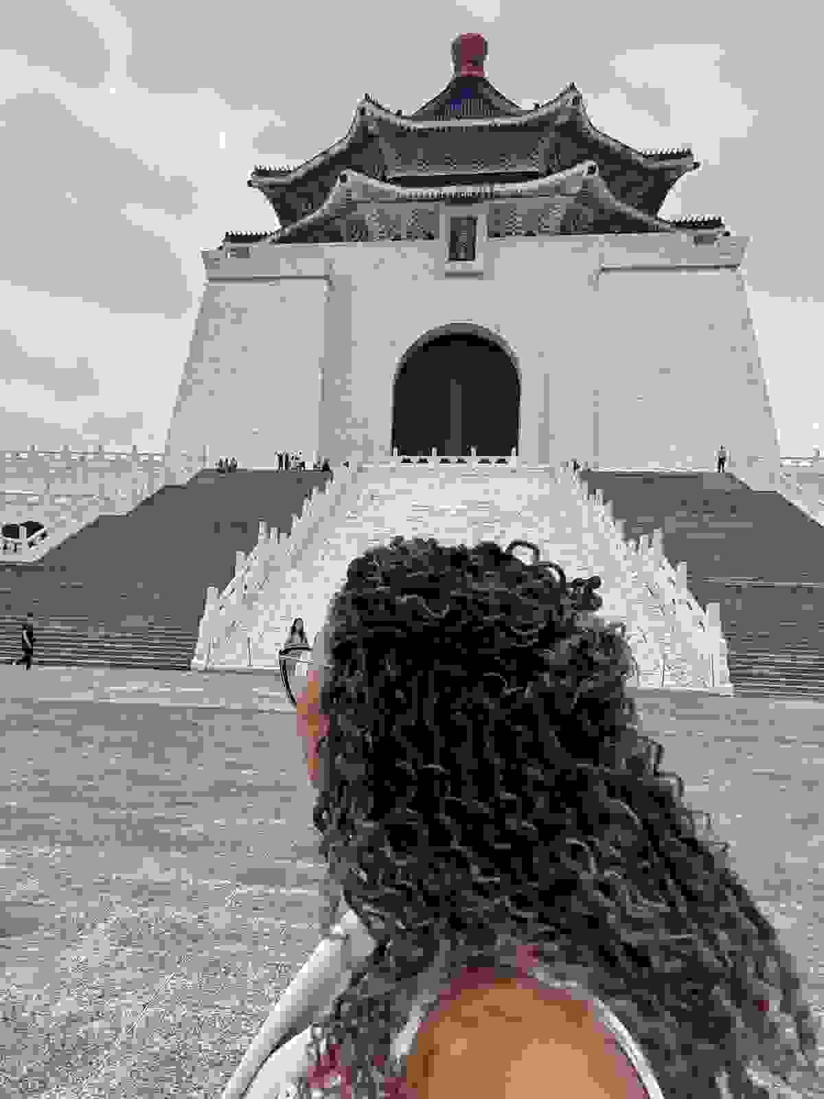 Brit Thompson from Cultures Uncovered in from of The Chiang Kai-shek Memorial Hall