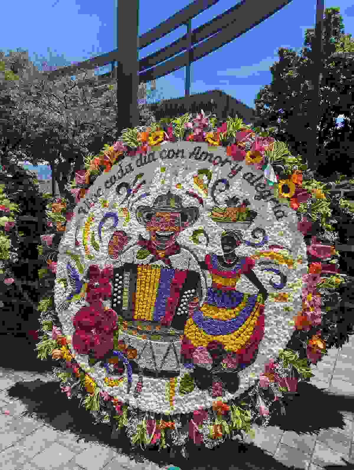 Flowers on display after the Silleteros Parade in Medellín