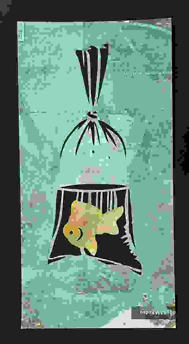 Original intricate papercut art by Rachel Smith of Senselessart depicting a goldfish in a bag Original intricate papercut art by Rachel Smith of Senselessart depicting a goldfish in a bag