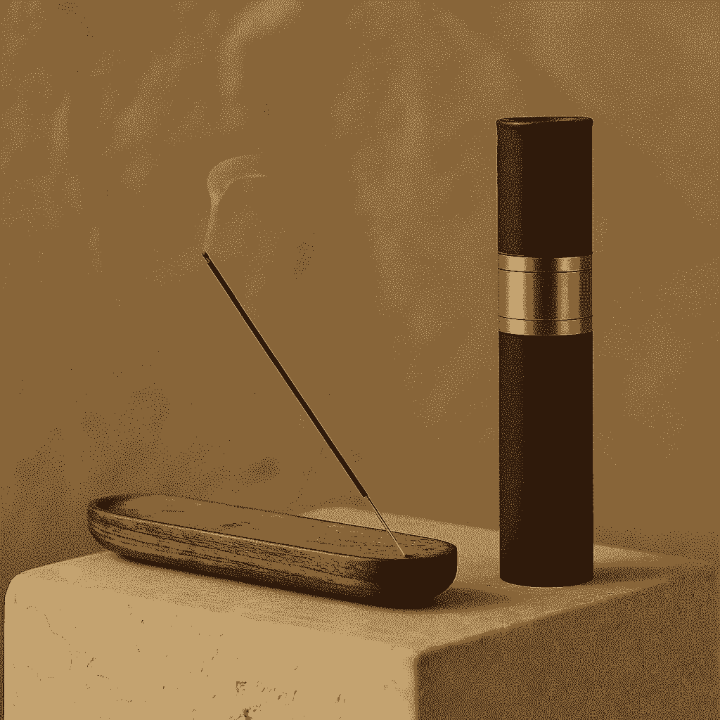 Japanese incense in eco paper tube packaging, with ingredients listed in calligraphy.
