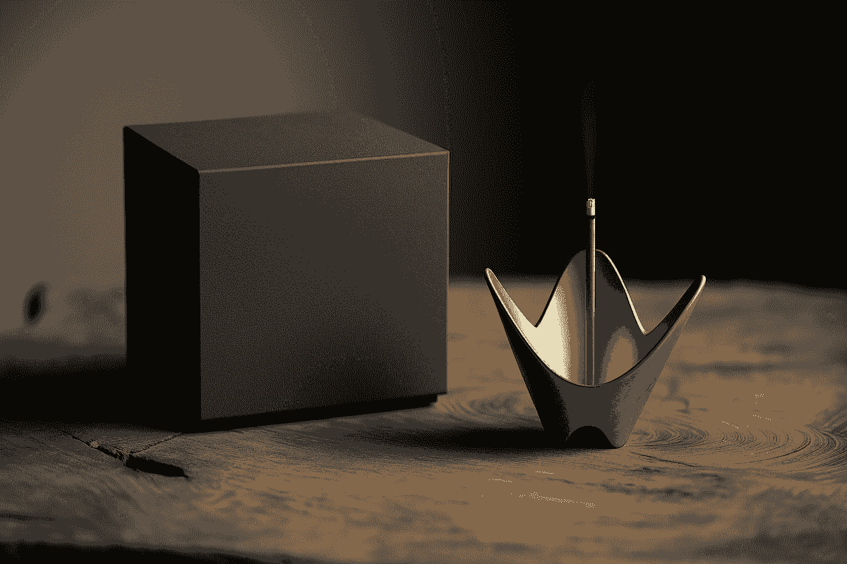 Pair of brass incense holders styled with organic materials — timeless and tactile.