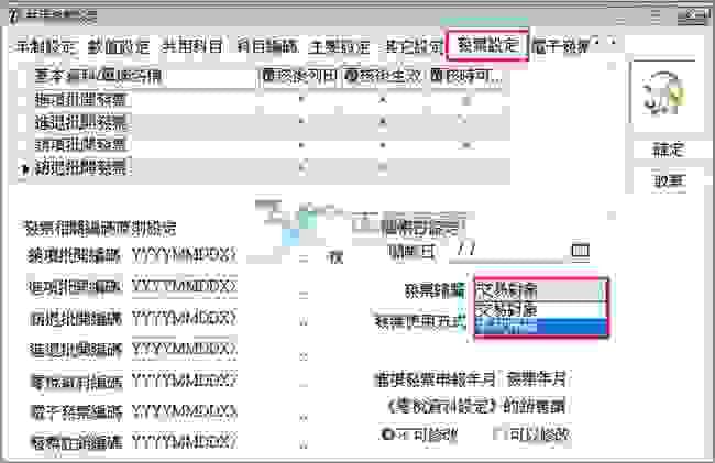 共用參數發票設定