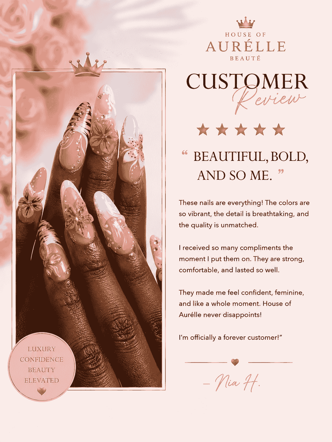 — Mia Thompson “The moment I adorned my hands with Aurélle Beauté™, I felt a sense of royalty and confidence unlike any other.” Join countless women who have embraced their true identity with Aurélle Beauté™ Tag line: Adorn Your Hands. Crown Your Identity. Aurélle Beauté™ is a luxury beauty extension of LIFT International Inc, created for the woman who understands that adornment is more than appearance—it is identity. Each set is designed to reflect elegance, confidence, and royalty, empowering women to wear their crown daily. — Mia Thompson “The moment I adorned my hands with Aurélle Beauté™, I felt a sense of royalty and confidence unlike any other.” Join countless women who have embraced their true identity with Aurélle Beauté™ Tag line: Adorn Your Hands. Crown Your Identity. Aurélle Beauté™ is a luxury beauty extension of LIFT International Inc, created for the woman who understands that adornment is more than appearance—it is identity. Each set is designed to reflect elegance, confidence, and royalty, empowering women to wear their crown daily.