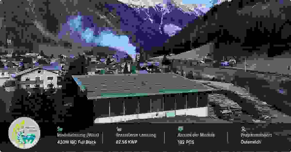 Österreich – IBC 430W Full Black Solaranlage mit 82.56 kWp Gesamtkapazität, bestehend aus 192 Modulen.