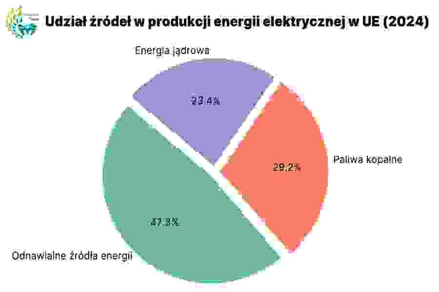 Udział w wytwarzaniu energii elektrycznej w UE (2024)