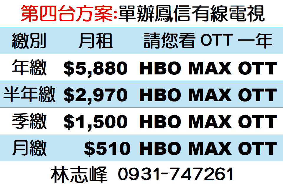 鳳信第四台費用