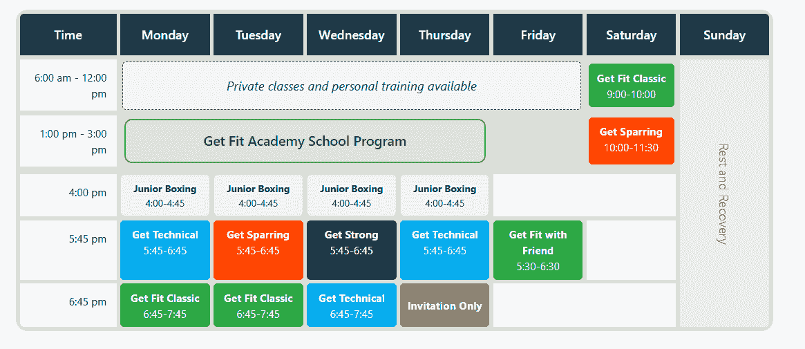 Class Timetable Class Timetable