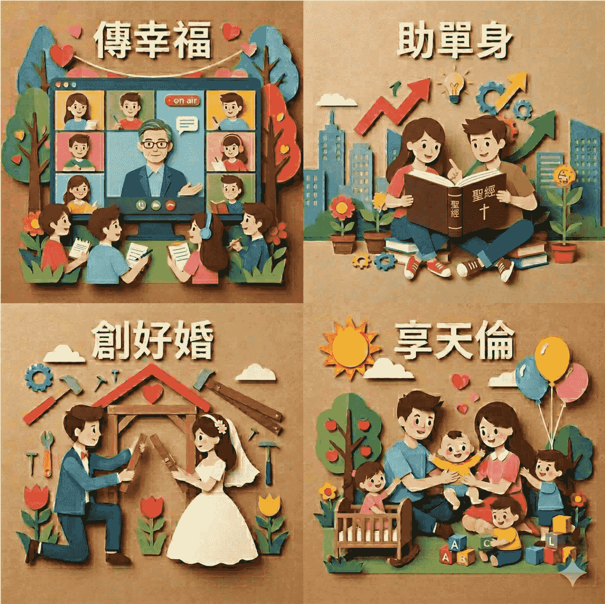 Build an communication platform for single Christians, activity description clear, registration method convenient, let brothers and sisters who are committed to marriage meet in Christ, establish a good relationship, and move towards a shared future. Single Christian Fellowship We for you create warm romantic Christian wedding Wedding website, warm romantic, Christian wedding, including content at least three pages: 1 Wedding introduction, venue, time, program, invitation receipt 2 Wedding afternoon activities one Gospel movie, 'Love plan B' movie preview trailer, movie participation application 3 Wedding afternoon activities one Single Christian fellowship activity, activity description, and registration method Build an communication platform for single Christians, activity description clear, registration method convenient, let brothers and sisters who are committed to marriage meet in Christ, establish a good relationship, and move towards a shared future. Single Christian Fellowship We for you create warm romantic Christian wedding Wedding website, warm romantic, Christian wedding, including content at least three pages: 1 Wedding introduction, venue, time, program, invitation receipt 2 Wedding afternoon activities one Gospel movie, 'Love plan B' movie preview trailer, movie participation application 3 Wedding afternoon activities one Single Christian fellowship activity, activity description, and registration method