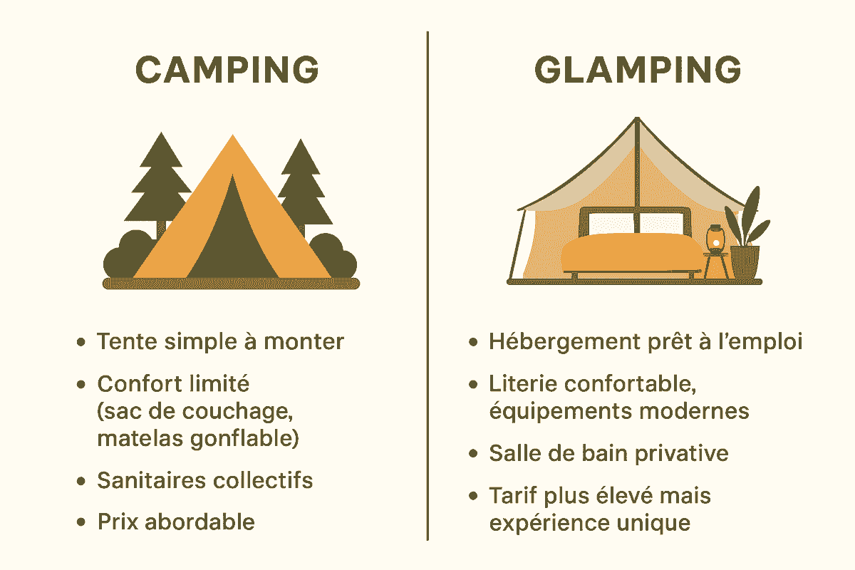 différence camping glamping